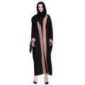 Moderne elegante Frau Long Sleeves Black Front offene Abaya muslimische Kleidung
